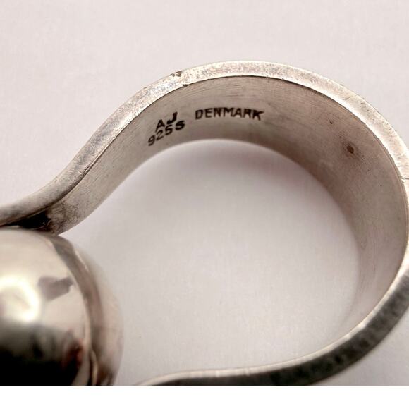 Vintage 70s Andreas Mikkelsen AJ Danish Modernist Sterling Silver Sphere Ring - Picture 6 of 9